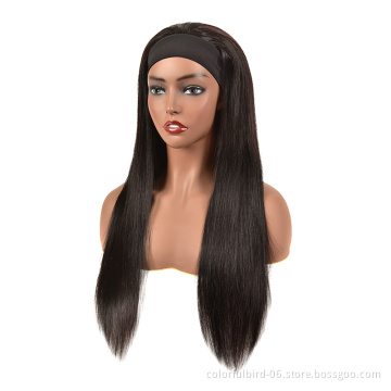 Straight Headband Wig Human Hair Loose Deep Wave Brazilian hair Wig Head Band Glueless 180 Density Human Hair Wig